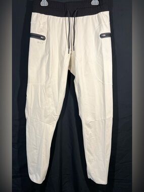BYLT Elite Jogger Pants Mens Large Cream Elastic Waist Stretch Athletic Gym